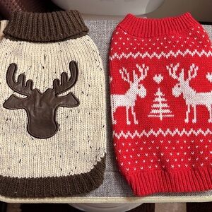 Cozy Red and Cream Reindeer Dog Turtleneck